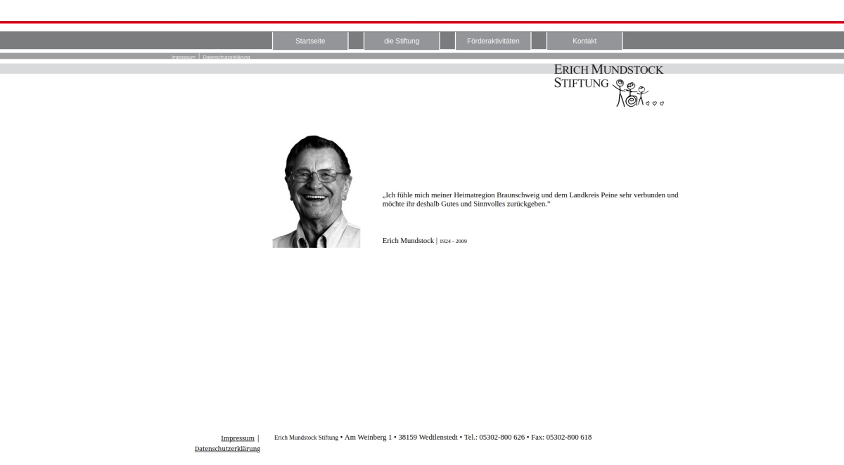 Screenshot of the old Mundstock website - outdated look, sad colors, no visuals.